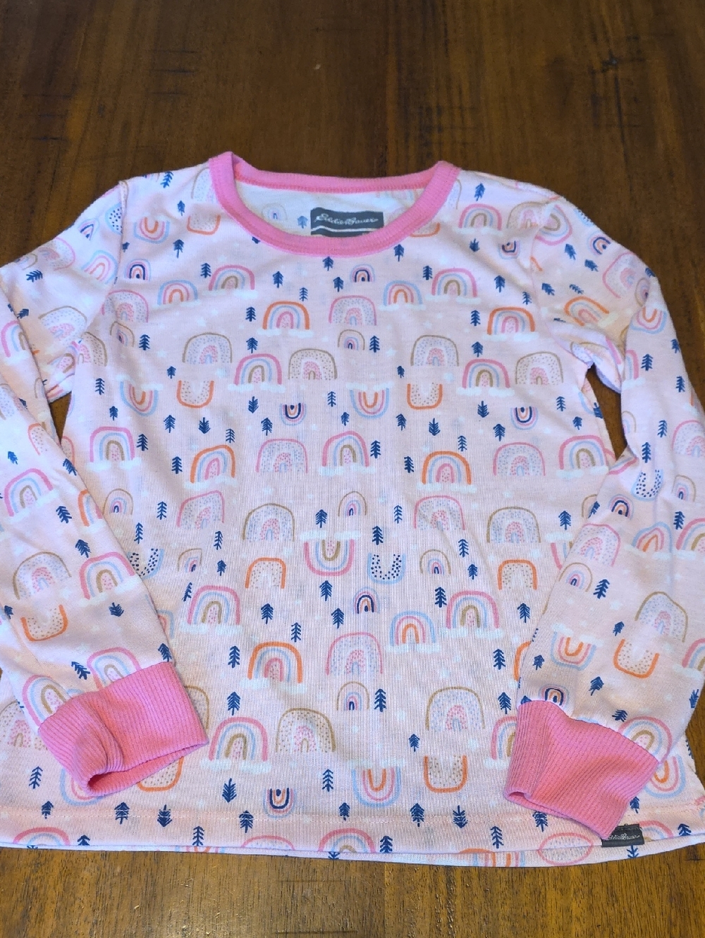 Eddie Bauer Pink Long-Sleeve Tee with Rainbow Print